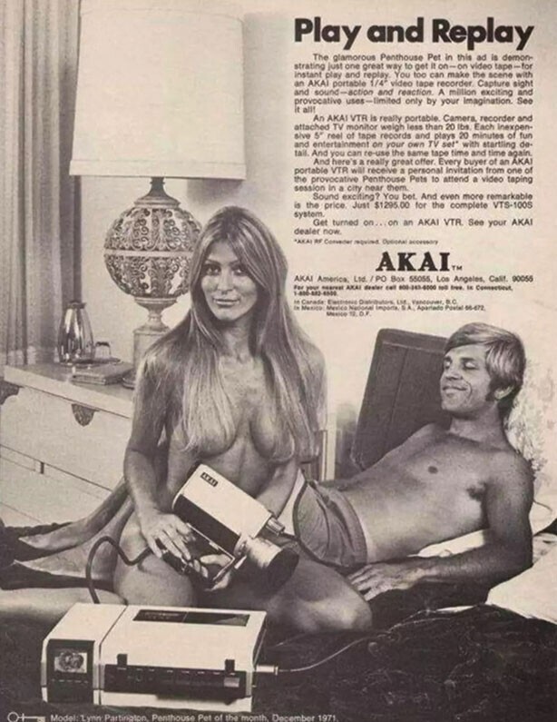 Камера и видеомагнитофон "Akai" в журнале Penthouse, 1971 год