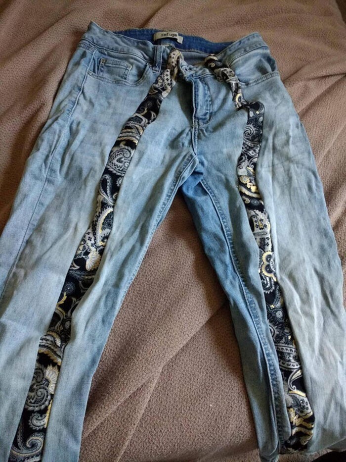 4. "Отремонтировал джинсы с помощью тканевой вставки. Я называю их "джинсами Кинцуги"