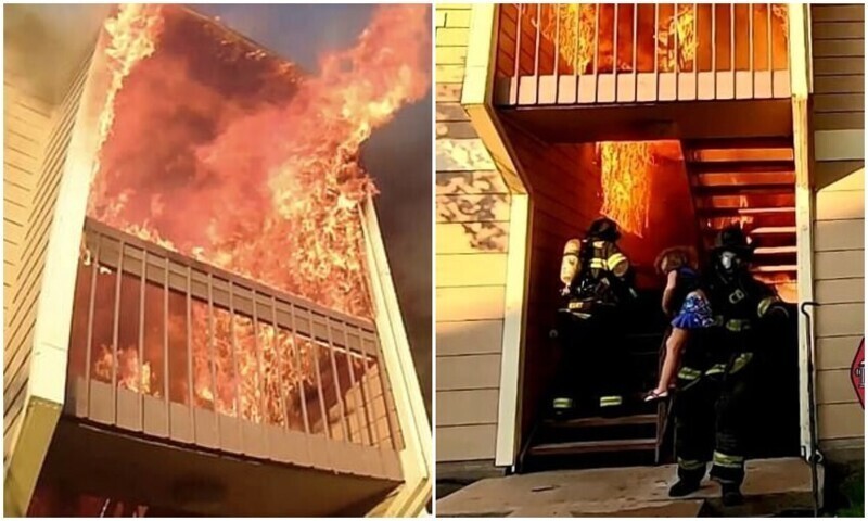 Пожарные в США спасли девочку из горящего дома 