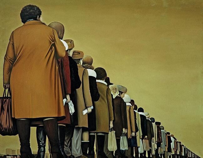 А вот и картина Сундукова "Очередь" 1986года. Выставлена в Русском музее в Питере