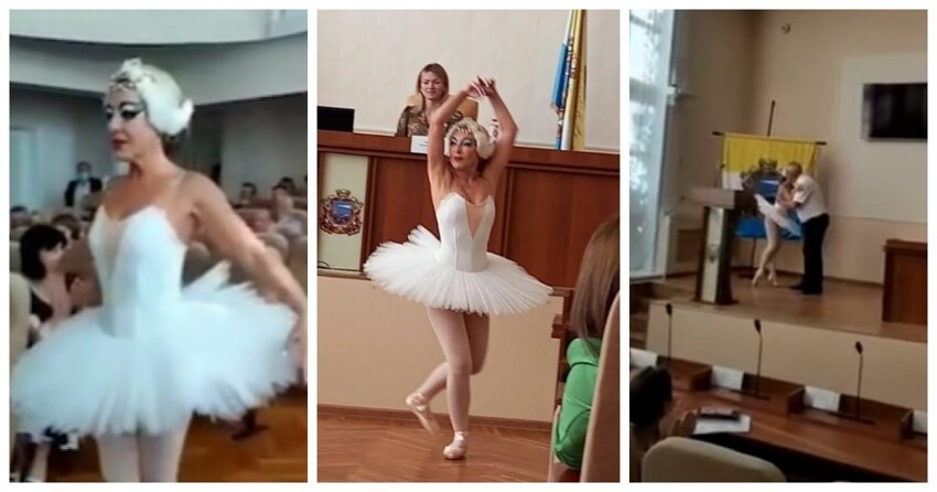 На Украине чиновница подарила танец лебедя мэру Черноморска 