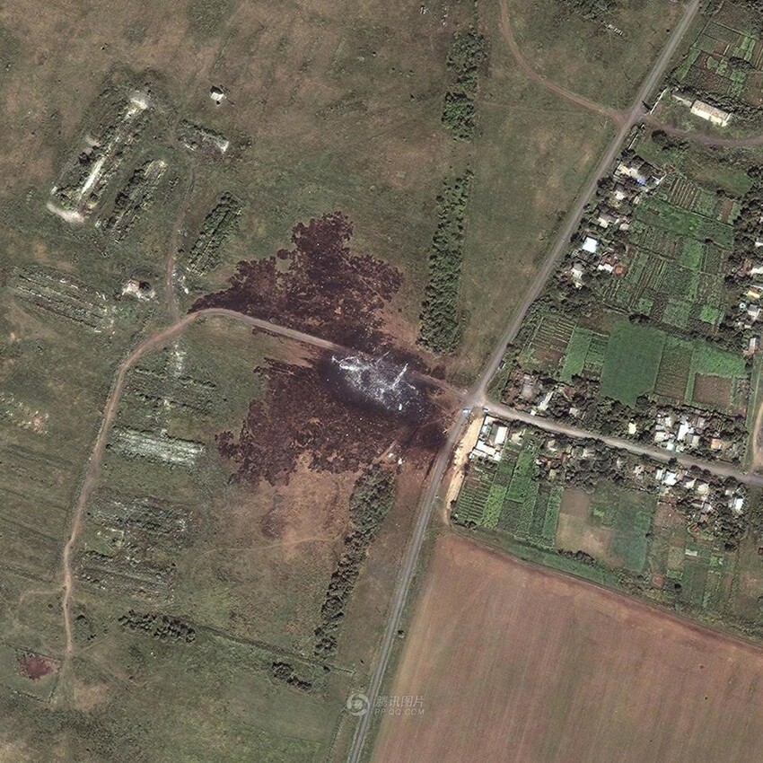 Место падения Боинга, рейс mh17 на карте