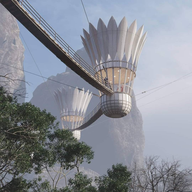 Креативный подвесной мост