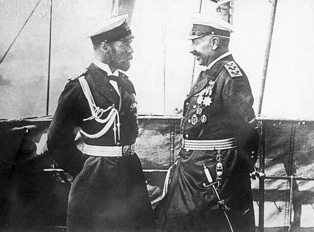 Встреча царя Николая II и кайзера Вильгельма II до начала Первой мировой войны.