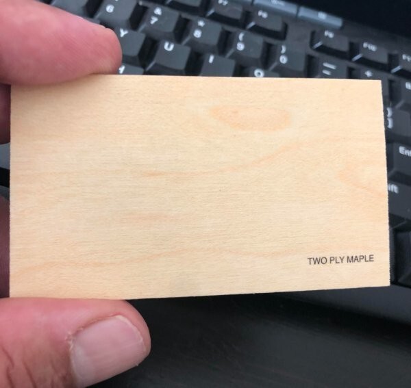 "Приходил представитель фирмы, торгующей древесиной. Оставил визитку из дерева"