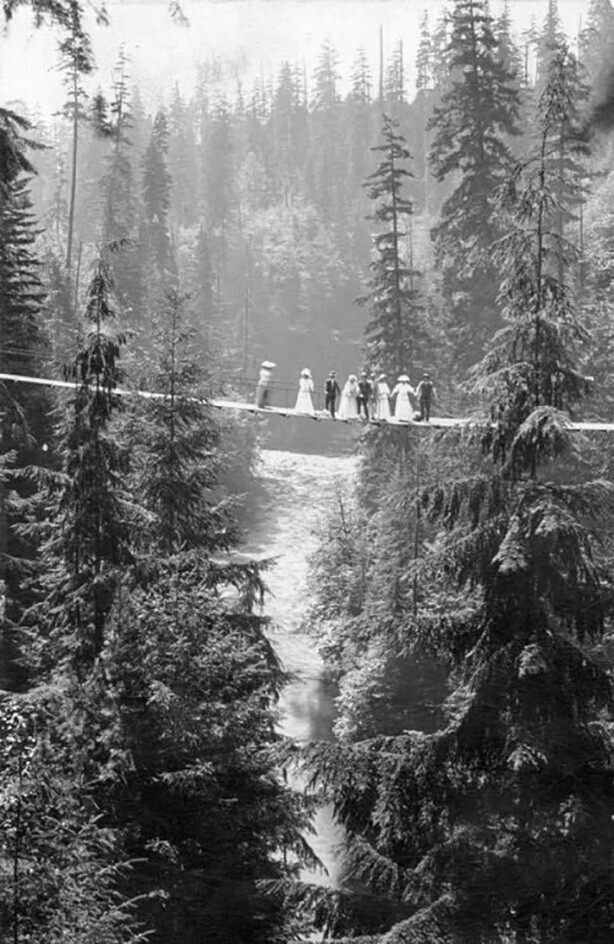 Подвесной мост через реку Капилано. Ванкувер, Канада, 1905 год