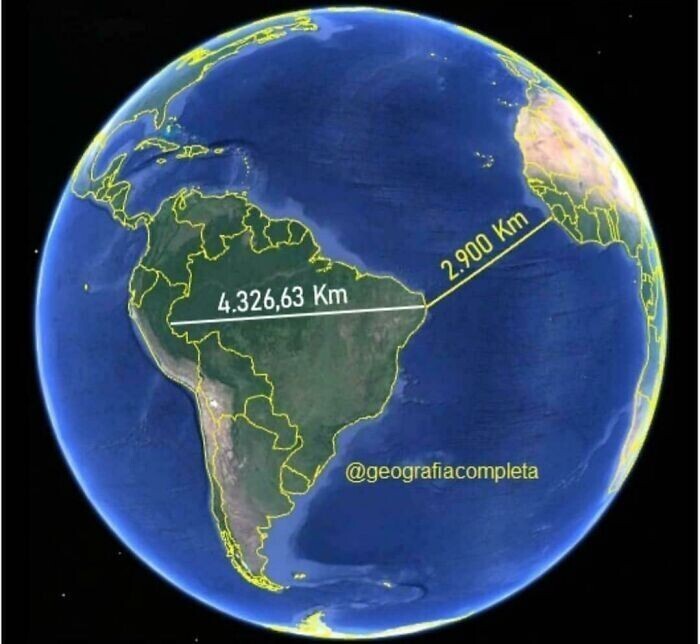 11. В Бразилии самая восточная точка ближе к Африке, чем к своей самой западной точке