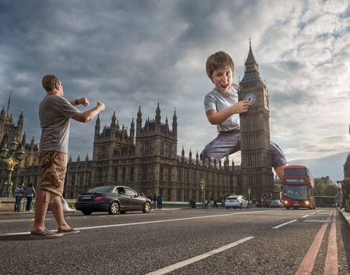 Отец с помощью фотошопа создает удивительные фото со своим сыном