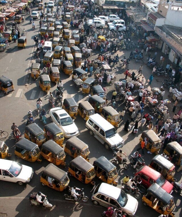 17. "В Индии нужно знать, что на дорогах есть полосы движения, но люди по ним не ездят"