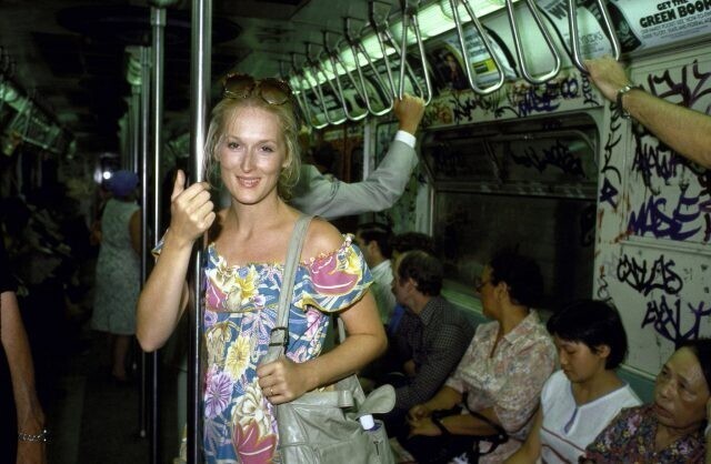 Мерил Стрип в вагоне метро, Нью-Йорк, 1981 год