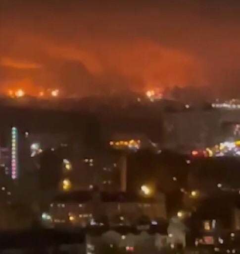 Опубликованы, поражающие своей масштабностью, кадры зарева пожара после взрыва на НЛМК