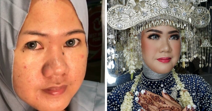 17 фото невест из Азии до и после свадебного макияжа