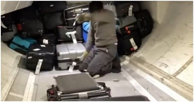 Как укладывают чемоданы в багажном отсеке самолета