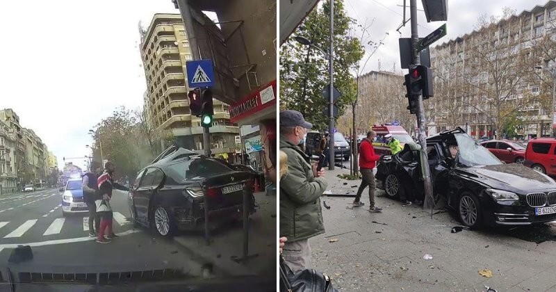 Пьяный водитель BMW влетел в столб при попытке скрыться от румынской полиции