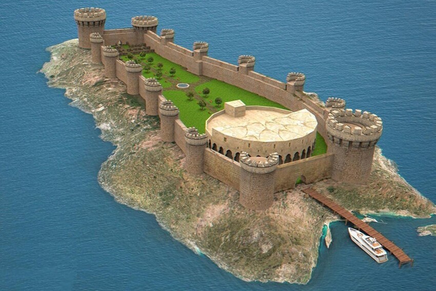 Средневековый замок - крепость на дне Каспийского моря