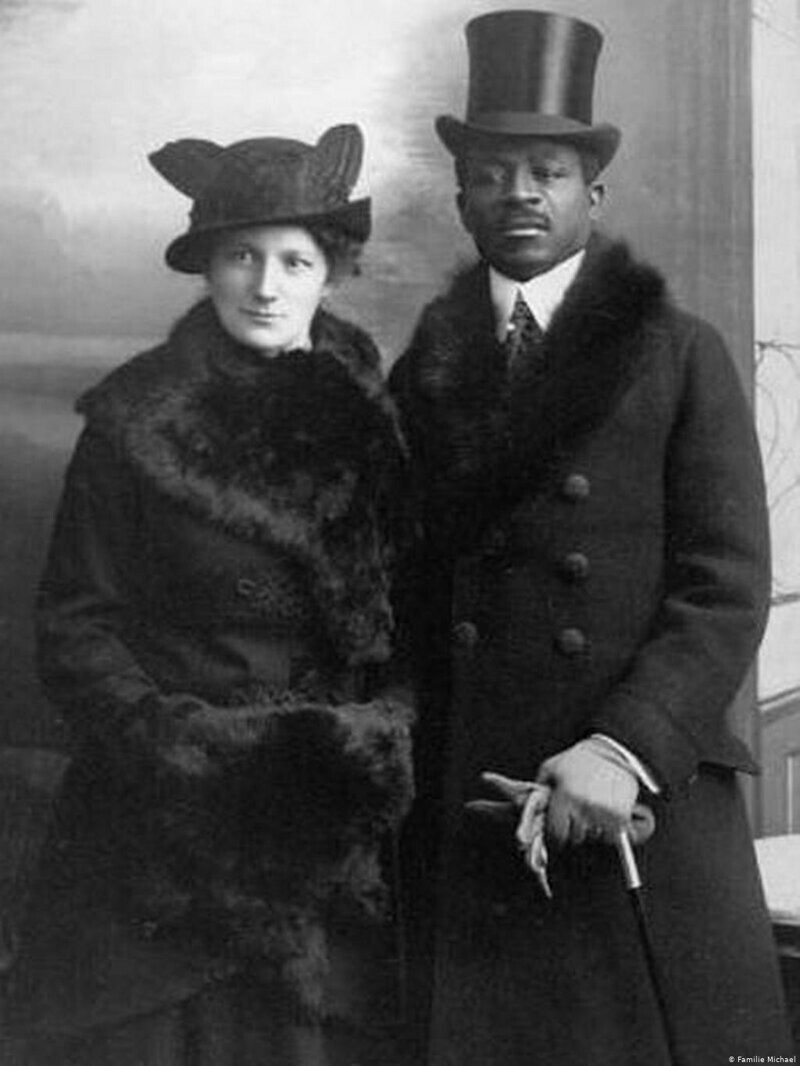 Межрасовая пара, Феофил Вонха Майкл и его жена Марта Вегнер, Берлин, 1914 год.