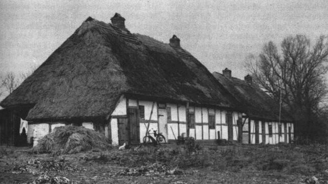 Дом немецких крестьян. Покрытая соломой крыша говорит о зажиточности владельцев