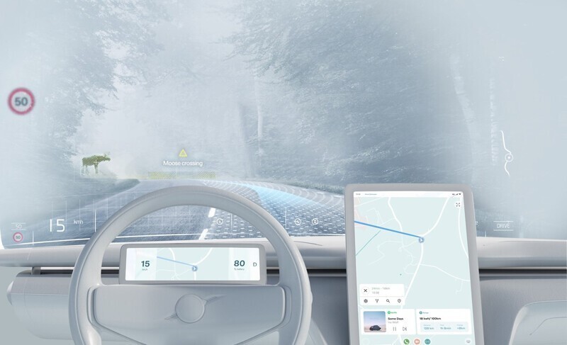 В будущем в автомобилях Volvo лобовые стёкла могут превратиться в огромные экраны.