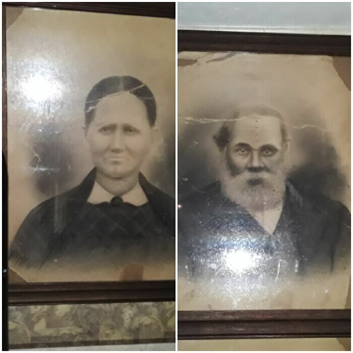 "Старые фото моих пра-пра-пра-прадедушки и бабушки. Она родилась в 1830 году, а он - в 1838"