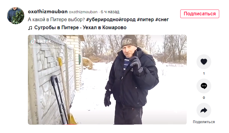 Петербуржцы сняли сотник Тик-Токов с хештегами #уберироднойгород и #зимавспб