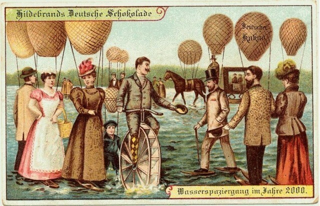 Как люди 1900-х годов представляли жизнь в 2000-х годах: прогулки по озеру с помощью воздушных шаров.