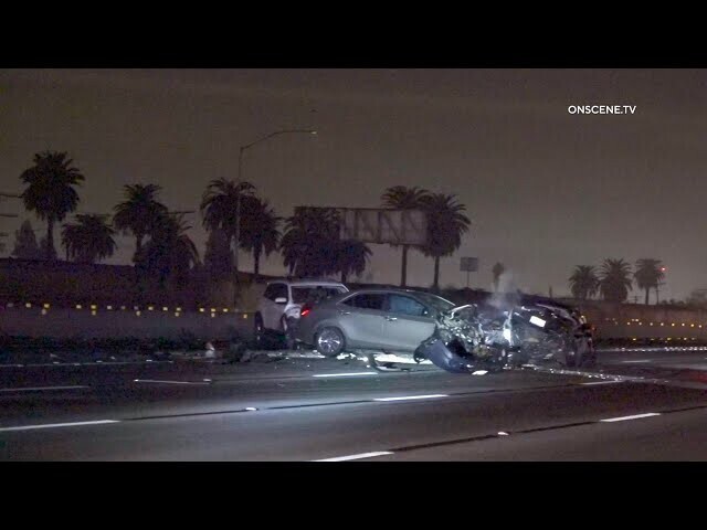 Массовое ДТП на автостраде в Лос-Анжелесе попало на видео 