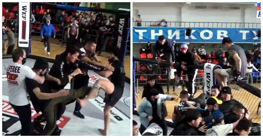 На турнире MMA в Москве произошла массовая драка