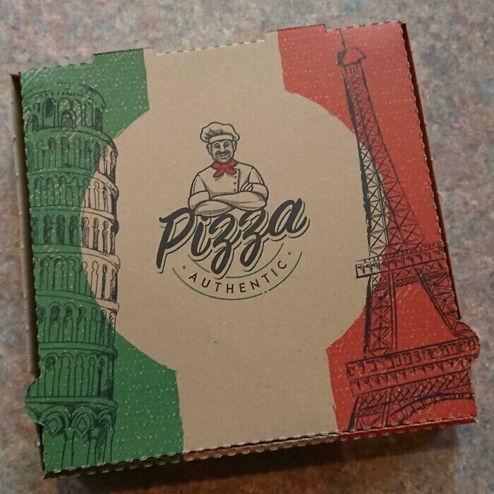 10. Классическая итальянская пицца. Но на коробке почему-то Эйфелева башня