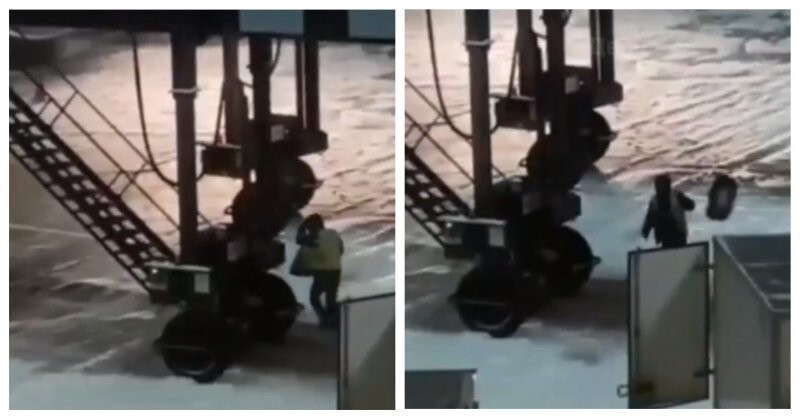 Пассажир заснял разгрузку багажа в аэропорту Внуково