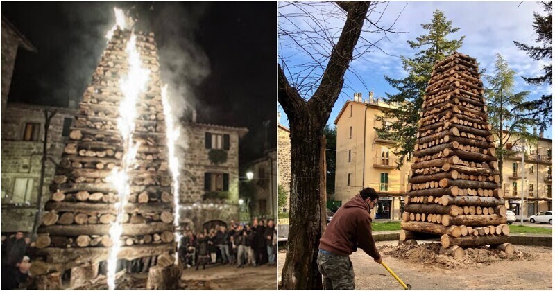 В Тоскане есть одна интересная традиция по сожжению деревянных пирамид