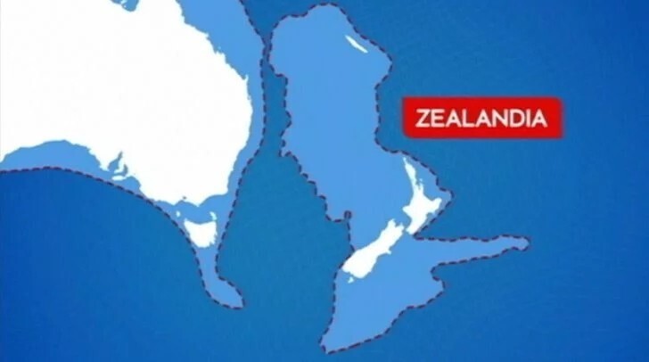 Новая Зеландия на самом деле является частью более крупного, погружённого под воду массива суши.