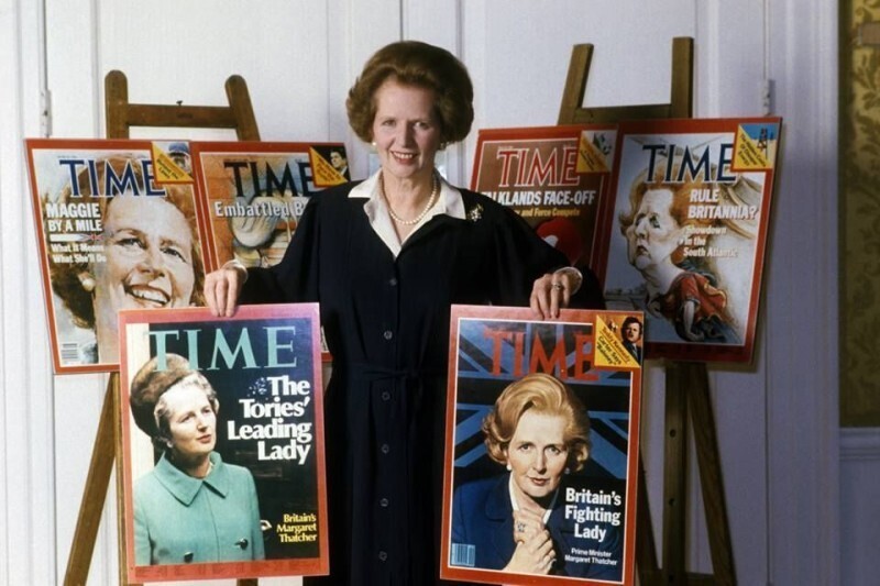 Премьер-министр Великобритании Маргарет Тэтчер позирует на обложках всех своих журналов TIME. 1983