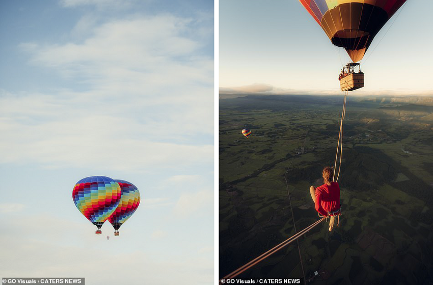 Экстремал установил мировой рекорд, пройдя между воздушными шарами на высоте 1800 метров
