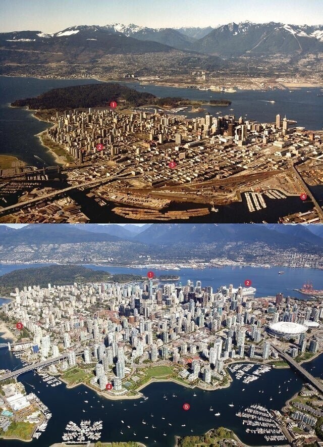 Ванкувер, Канада, 1970 и 2017 гг.