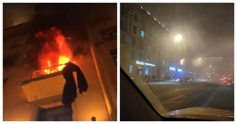 В Санкт-Петербурге очевидцы с помощью ковра спасли парня от пожара