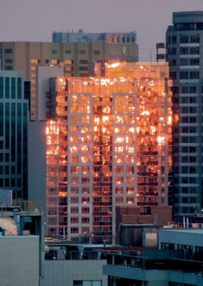 25. "Каждый раз я думаю, что это здание горит, но это всего лишь отражение заката"