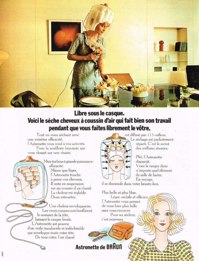 Мода и стиль 1970-х: домашняя сушилка для волос