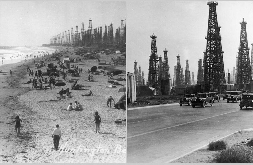 16 фото солнечной Калифорнии, пляжи которой когда-то украшали нефтяные вышки