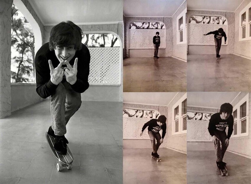Джон Леннон на скейтборде, 1960-е.