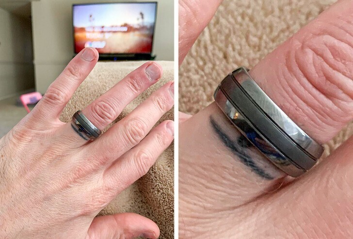 "Шесть лет назад я потерял свое обручальное кольцо. В итоге сделал татуировку на его месте. Но сегодня моя жена нашла его в старой сумочке"