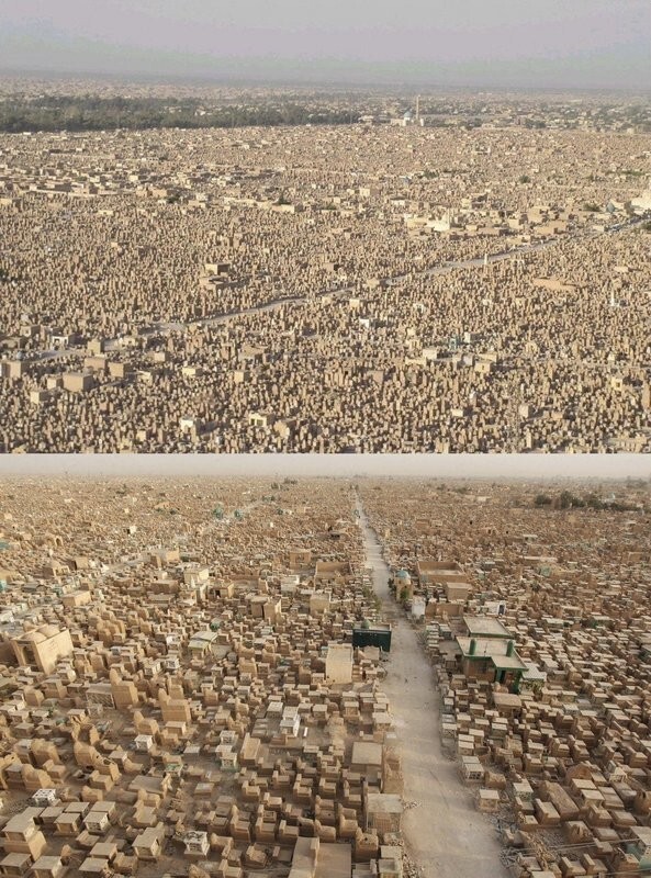 20. Самое большое кладбище в мире возрастом 1400 лет находится в Ираке. Здесь покоится 5 миллионов человек