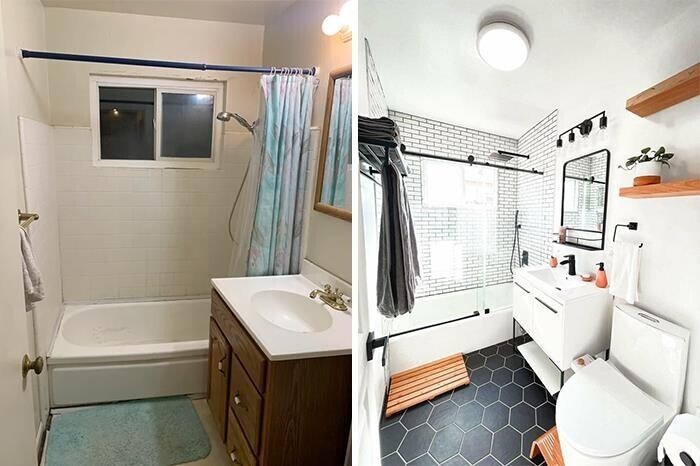 15. "Шестиугольники - наш выбор! Реконструкция ванной комнаты в Сан-Хосе, Калифорния"
