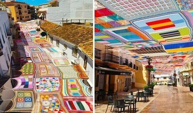 Художники сделали удивительный навес над торговой улицей в Малаге, Испания