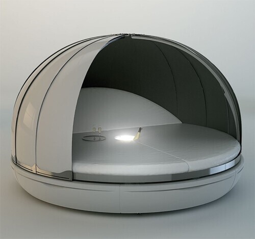 Футуристическая кровать, сделана в форме инопланетной капсулы