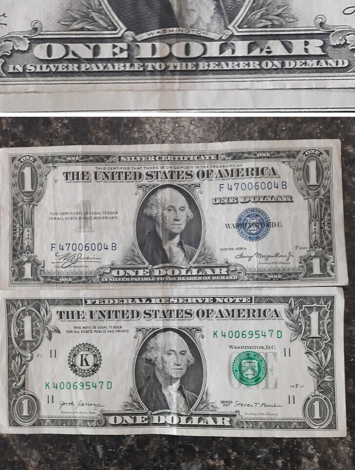 "Мне дали на сдачу редкий доллар 1935 года (тот, что сверху)"