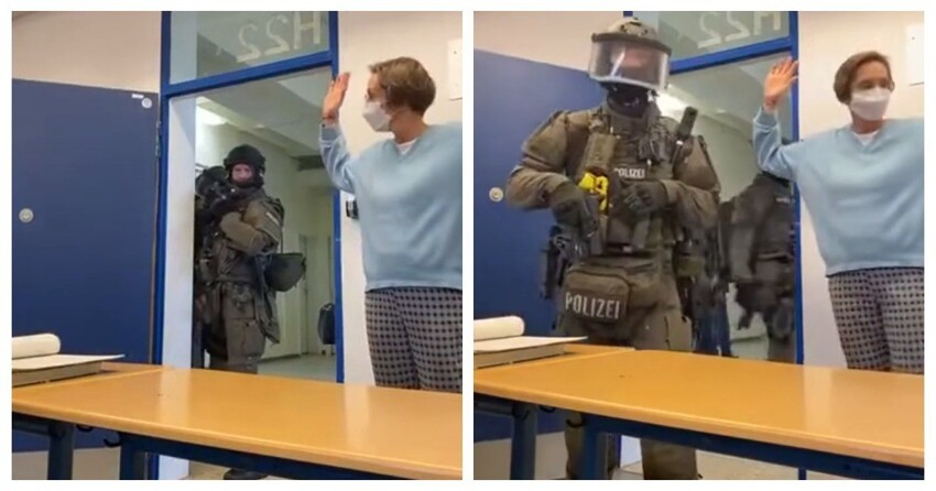 Хенде хох: немецкие правоохранители ворвались в класс, удивив учителя