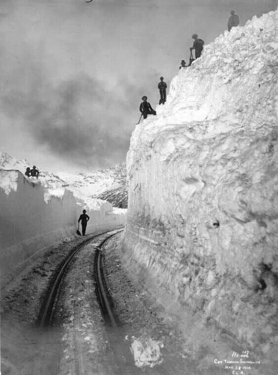 Расчистка железной дороги от снега. Аляска. 1904 год