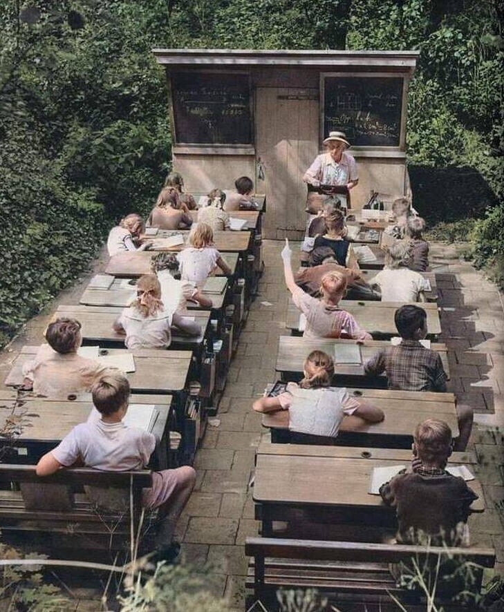 Школа на свежем воздухе. Нидерланды, 1957 год