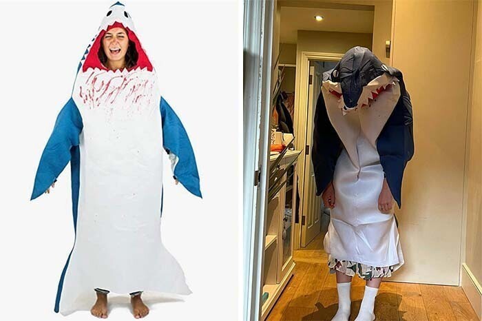 "Вот мой костюм акулы к хэллоуину, заказанный онлайн"