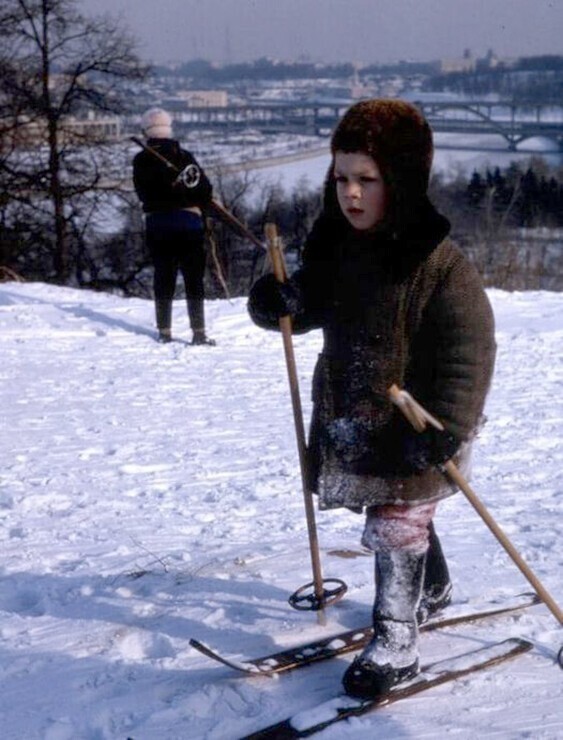 Лыжник на Ленинских горах.1964 год. Фото Т. Хаммонда
